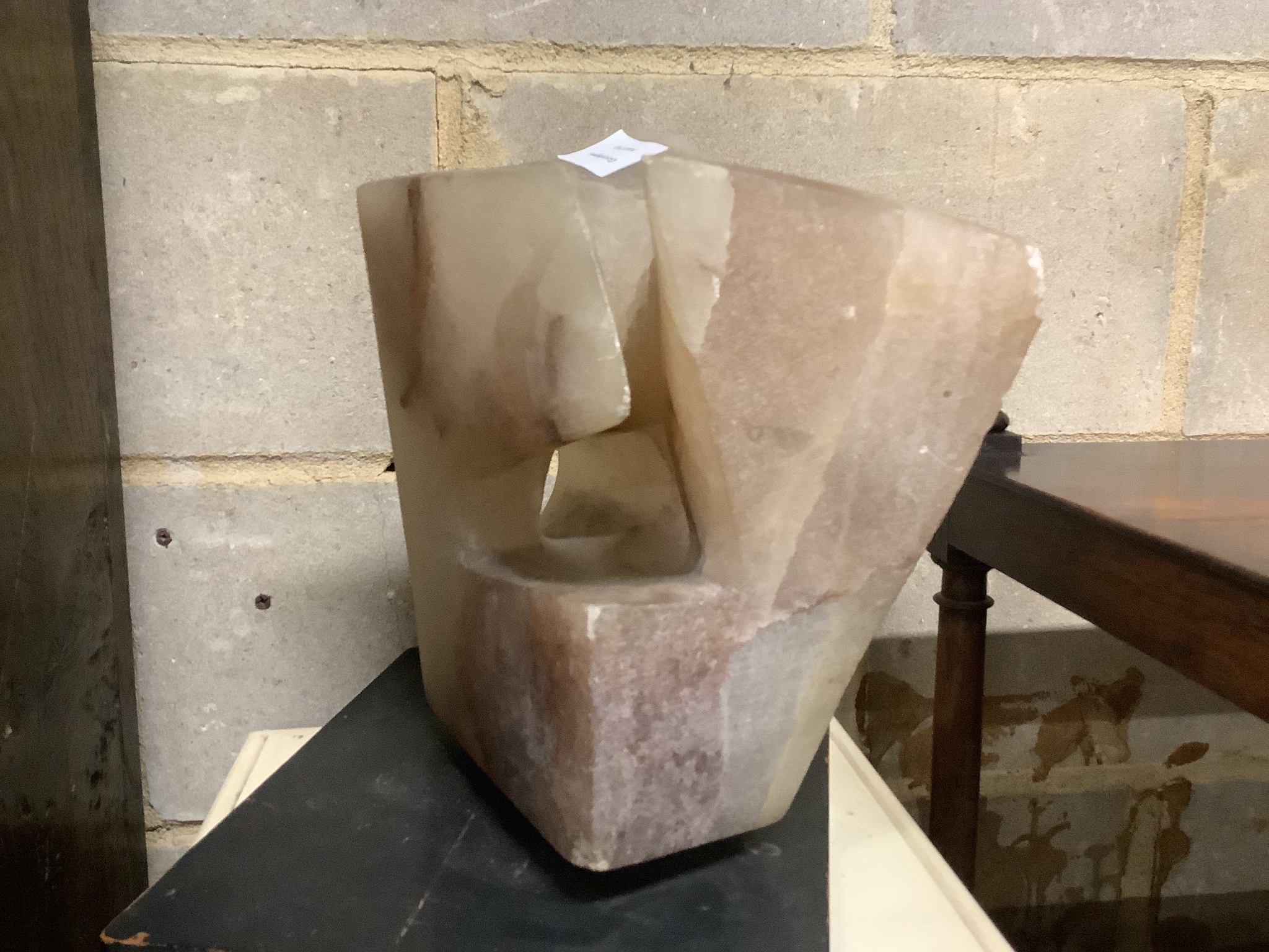 Wilby Hart, alabaster carving, on pedestal, total height 152cm